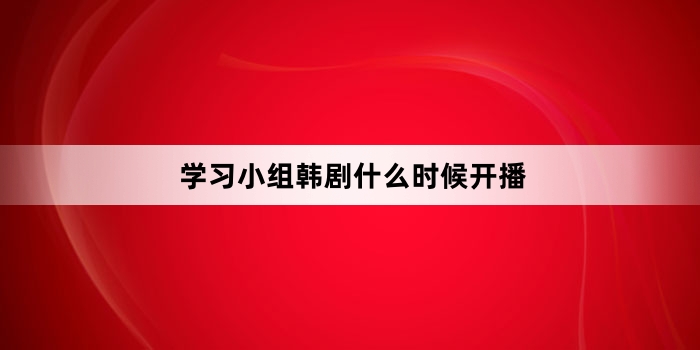 学习小组韩剧什么时候开播