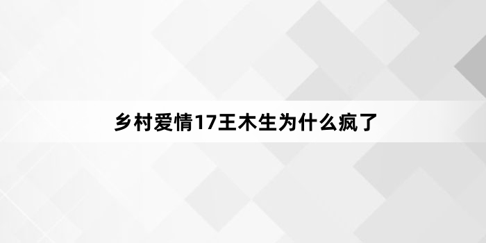 乡村爱情17王木生为什么疯了