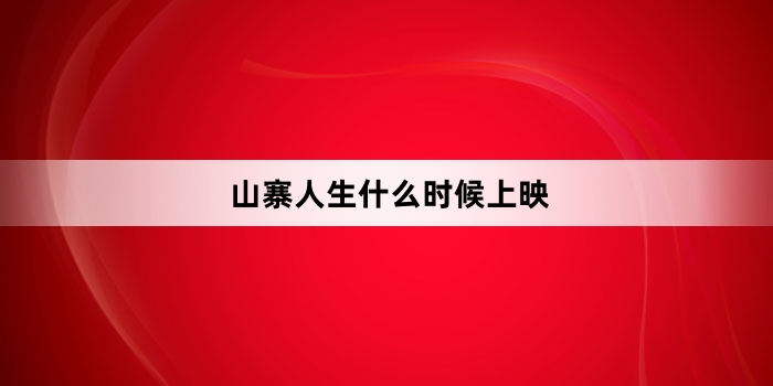 山寨人生什么时候上映