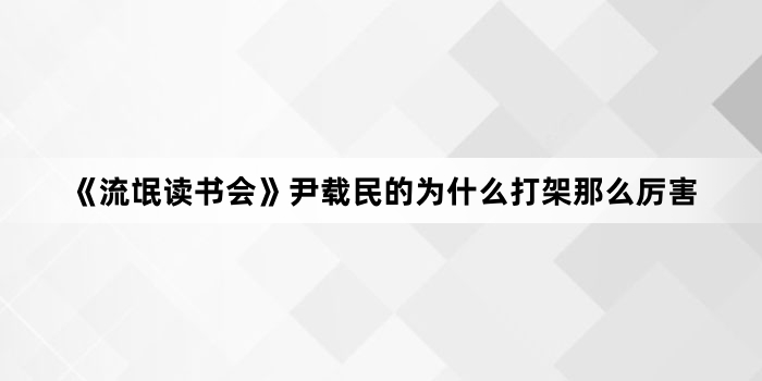《流氓读书会》尹载民的为什么打架那么厉害