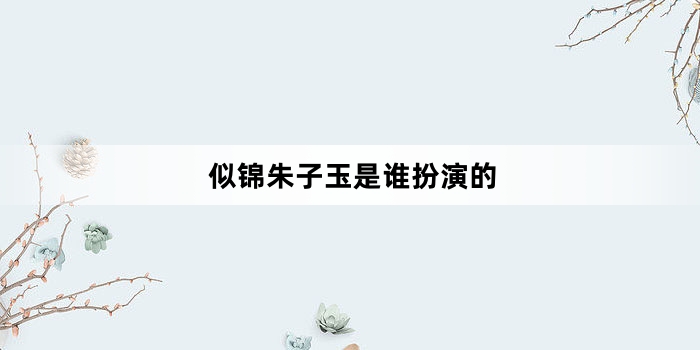 似锦朱子玉是谁扮演的
