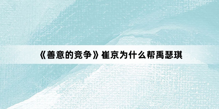 《善意的竞争》崔京为什么帮禹瑟琪