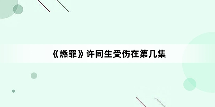 《燃罪》许同生受伤在第几集