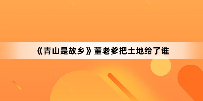 《青山是故乡》董老爹把土地给了谁