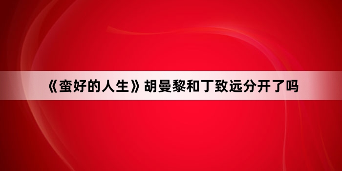 《蛮好的人生》胡曼黎和丁致远分开了吗