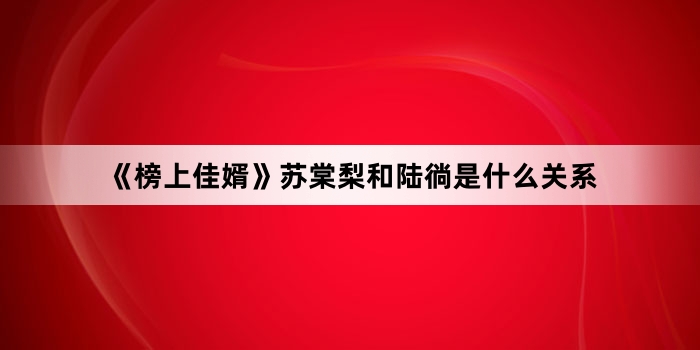 《榜上佳婿》苏棠梨和陆徜是什么关系
