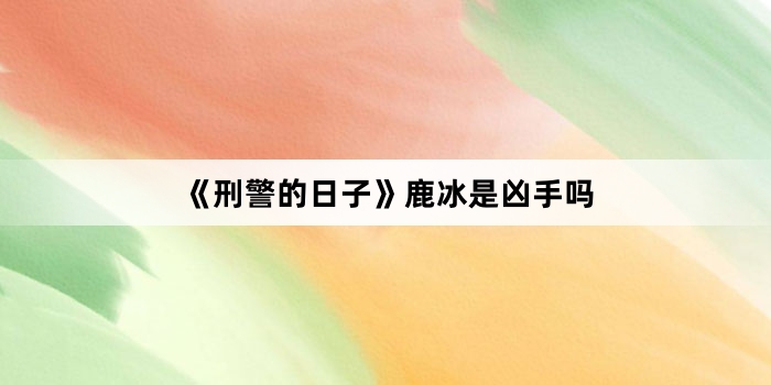 《刑警的日子》鹿冰是凶手吗