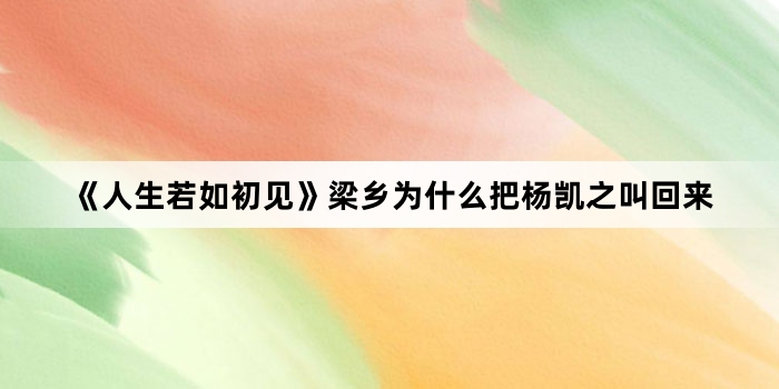 《人生若如初见》梁乡为什么把杨凯之叫回来