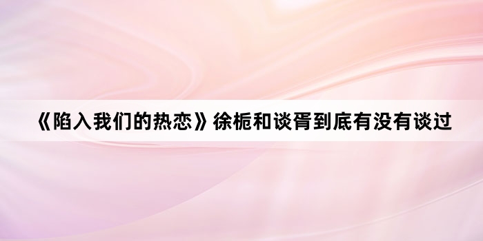 《陷入我们的热恋》徐栀和谈胥到底有没有谈过