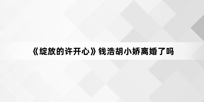 《绽放的许开心》钱浩胡小娇离婚了吗