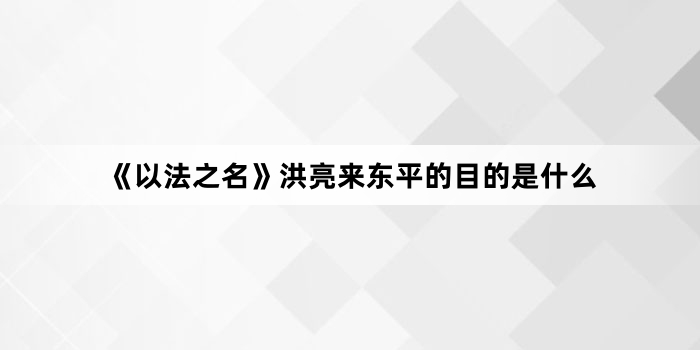 《以法之名》洪亮来东平的目的是什么
