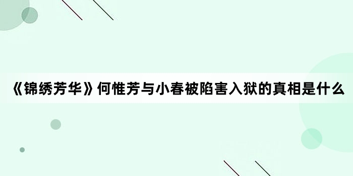 《锦绣芳华》何惟芳与小春被陷害入狱的真相是什么