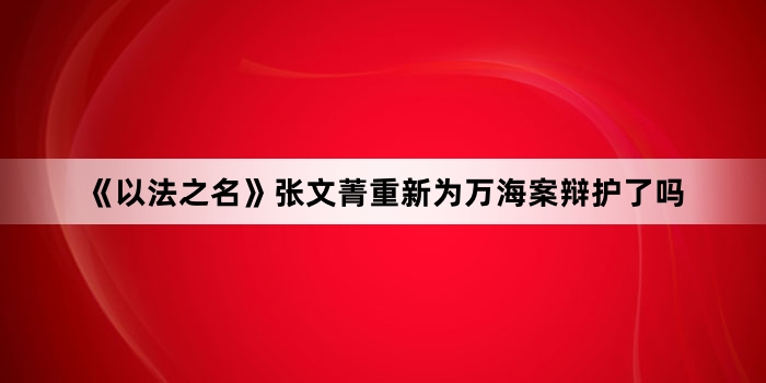 《以法之名》张文菁重新为万海案辩护了吗