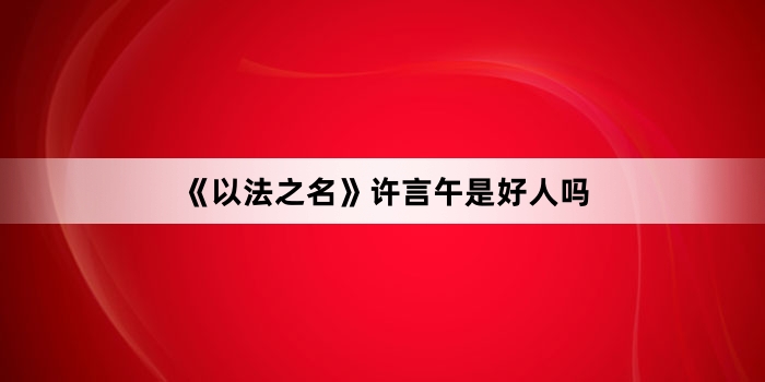 《以法之名》许言午是好人吗