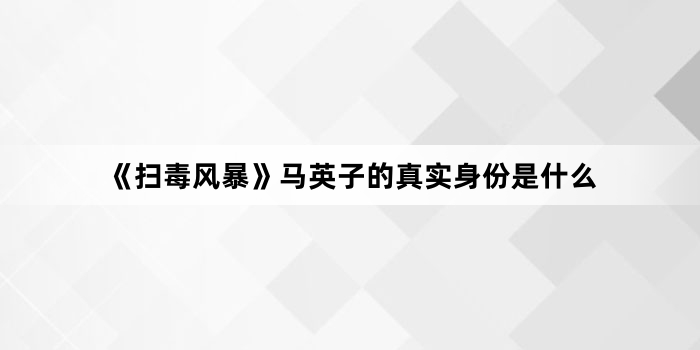 《扫毒风暴》马英子的真实身份是什么