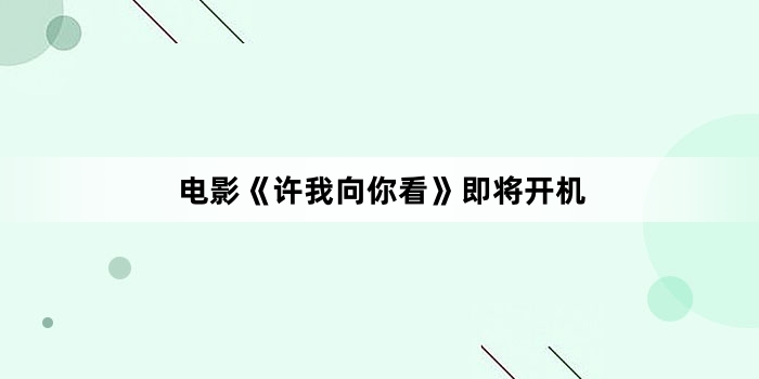 电影《许我向你看》即将开机