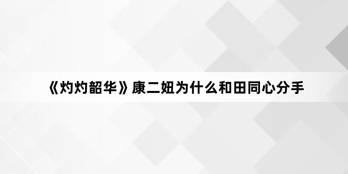 《灼灼韶华》康二妞为什么和田同心分手