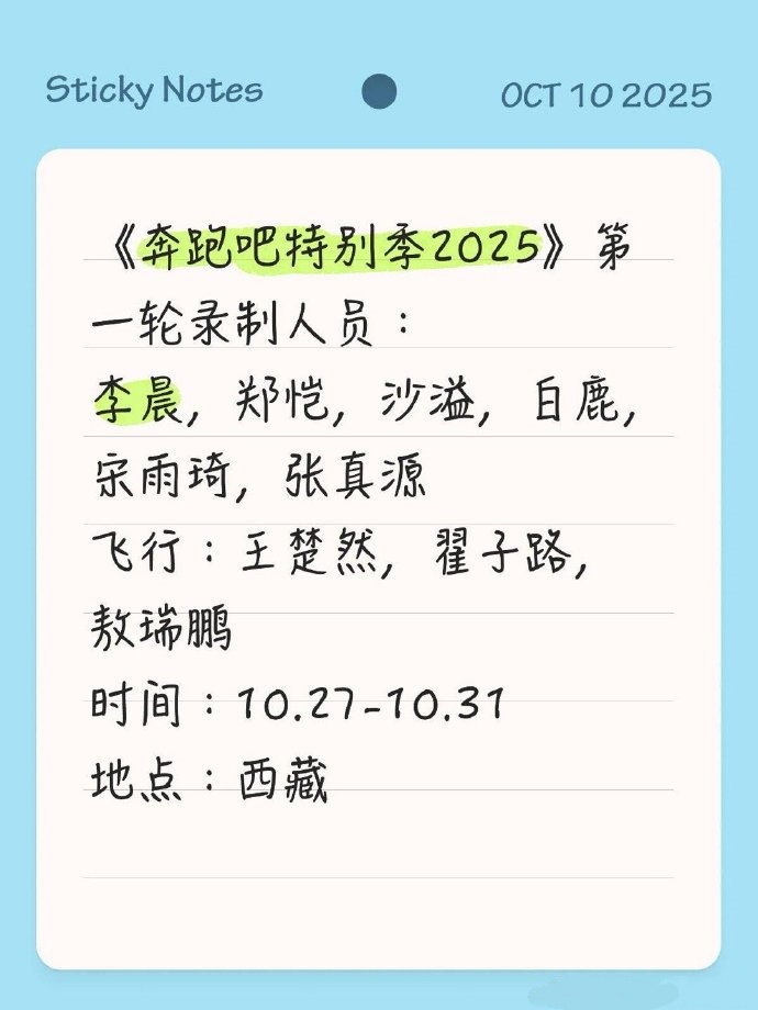 《奔跑吧特别季》阵容