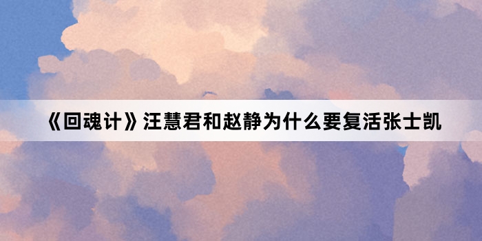 《回魂计》汪慧君和赵静为什么要复活张士凯