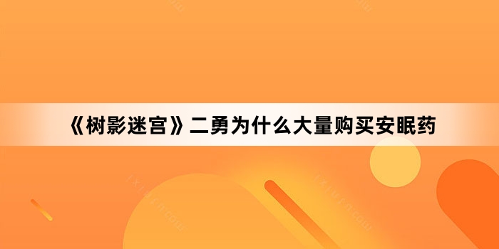 《树影迷宫》二勇为什么大量购买安眠药