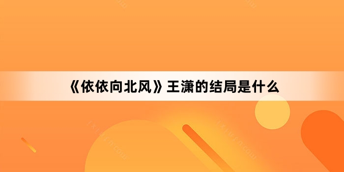 《依依向北风》王潇的结局是什么
