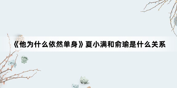 《他为什么依然单身》夏小满和俞瑜是什么关系