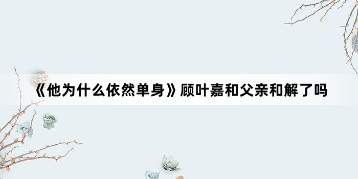 《他为什么依然单身》顾叶嘉和父亲和解了吗