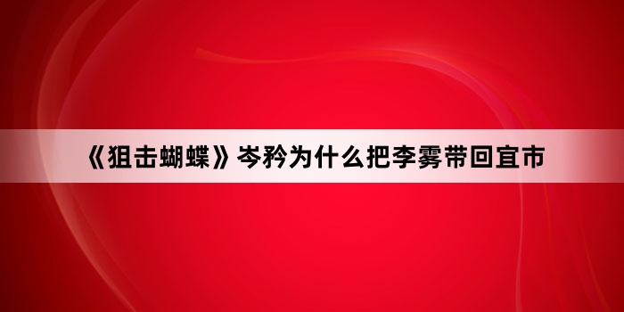 《狙击蝴蝶》岑矜为什么把李雾带回宜市
