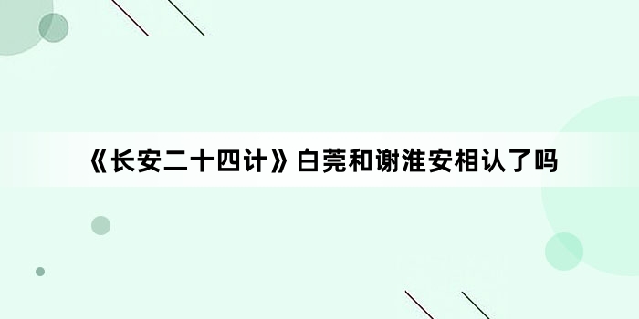 《长安二十四计》白莞和谢淮安相认了吗