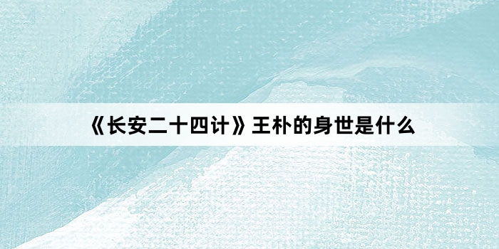 《长安二十四计》王朴的身世是什么