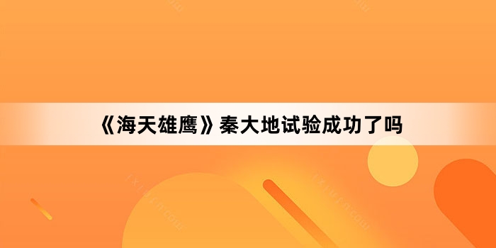 《海天雄鹰》秦大地试验成功了吗