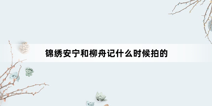 锦绣安宁和柳舟记什么时候拍的