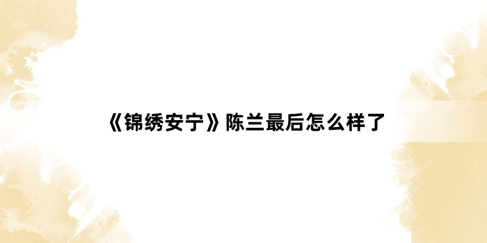 《锦绣安宁》陈兰最后怎么样了