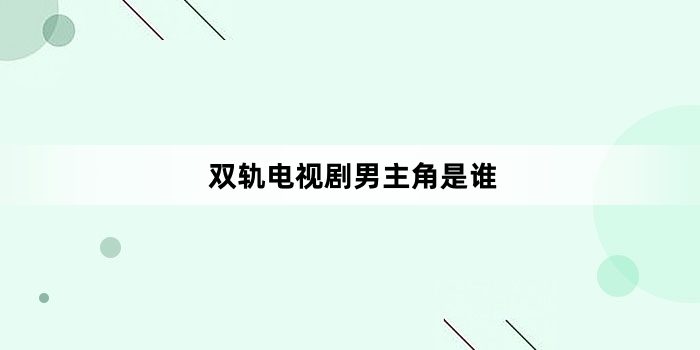 双轨电视剧男主角是谁