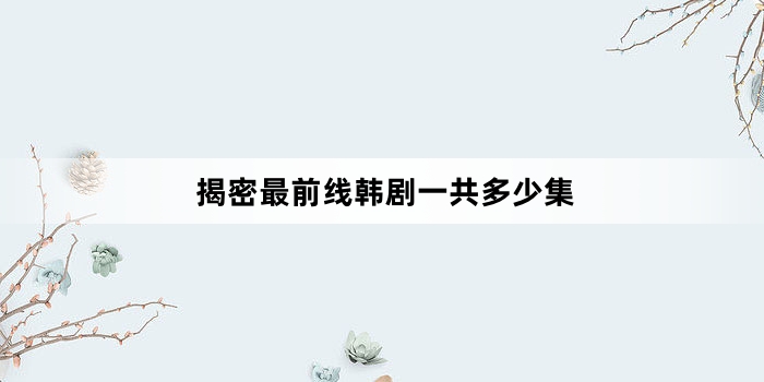 揭密最前线韩剧一共多少集