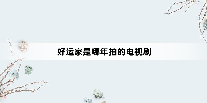 好运家是哪年拍的电视剧