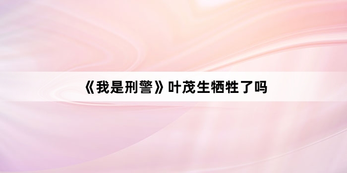 《我是刑警》叶茂生牺牲了吗