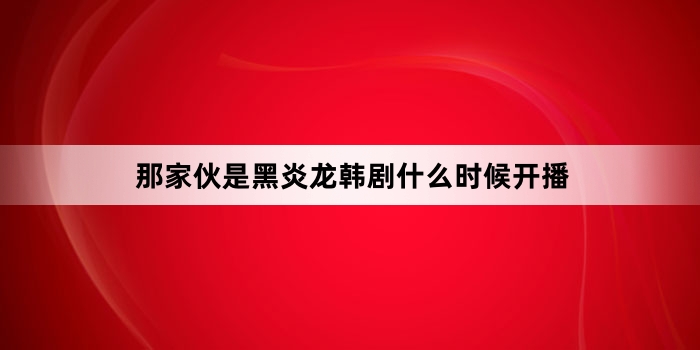 那家伙是黑炎龙韩剧什么时候开播