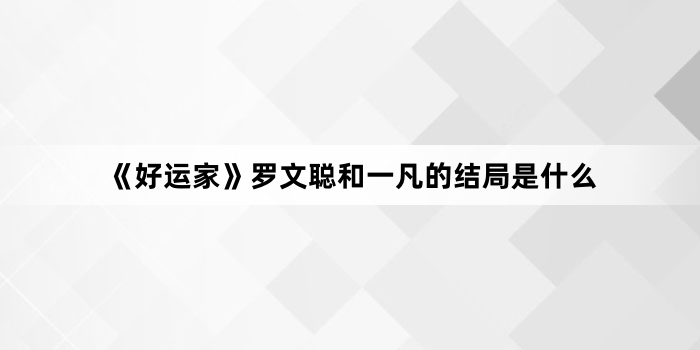 《好运家》罗文聪和一凡的结局是什么