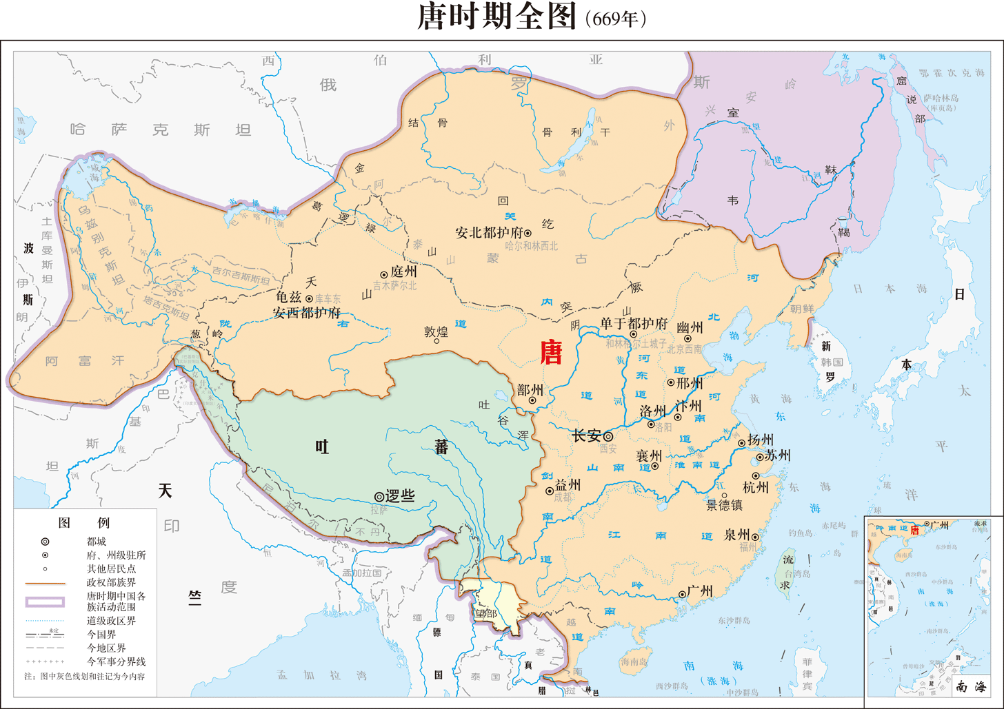 唐朝地图介绍 唐朝初期中期晚期疆域地图